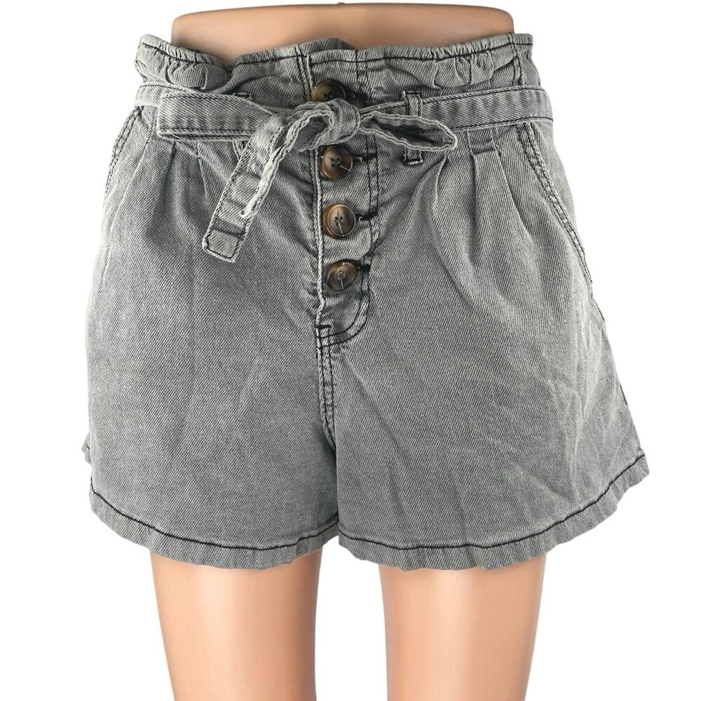 Mustard Seed Women's Gray High Waisted Button Fly Tie Waist Denim Jeans Size S